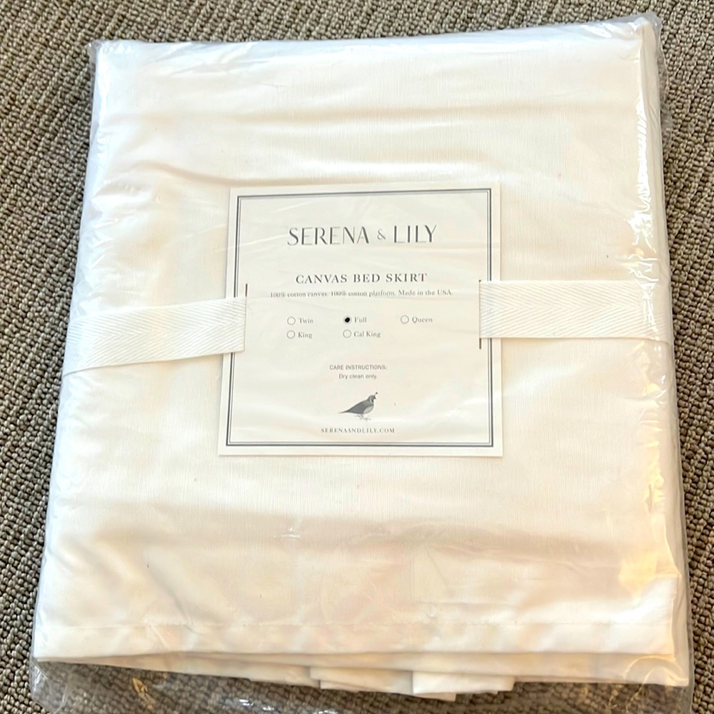 Serena & Lily white canvas full size bed skirt
